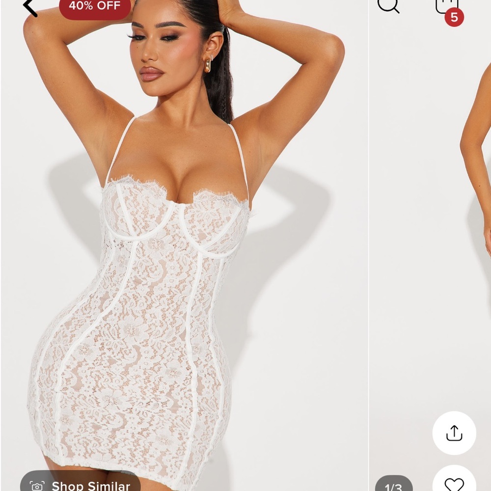 Fashion nova all in love lace mini dress white cream